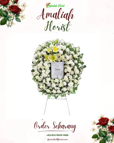 Krans Bunga Duka Cita pasirkecapi